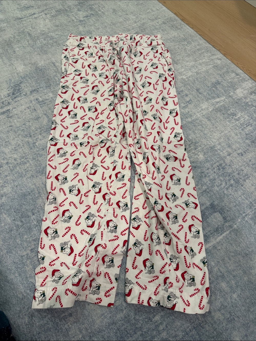 Snoopy PEANUTS candy cane Hanna Andersson pajama pants with pockets size XS